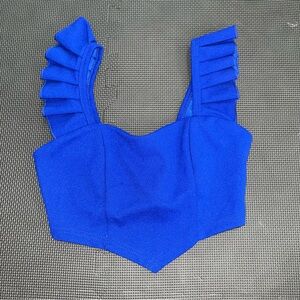 Elegant Blue Ruffled Women's Top